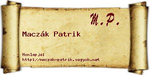 Maczák Patrik névjegykártya