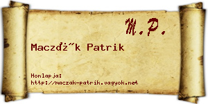 Maczák Patrik névjegykártya